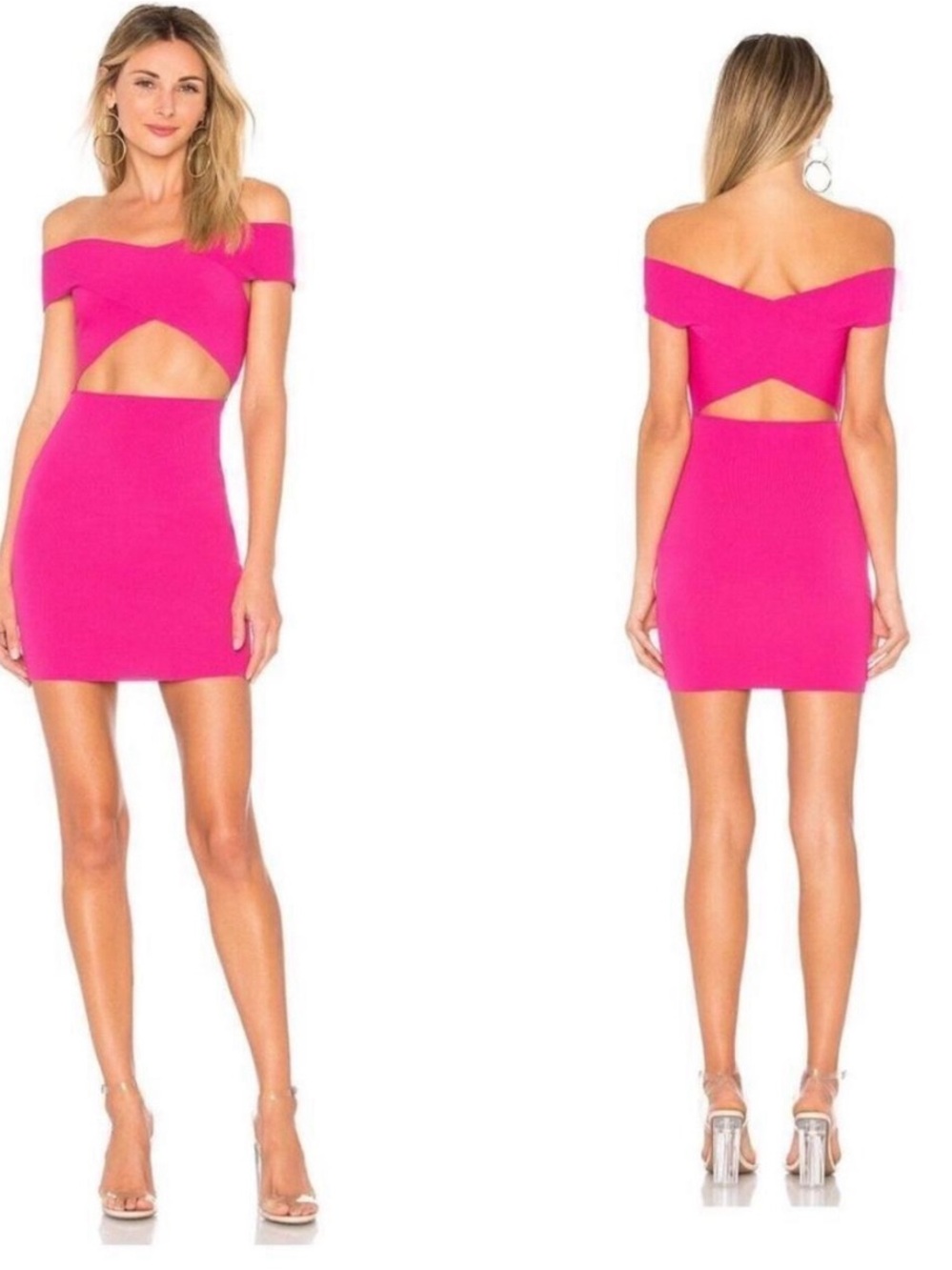 NWT superdown Hot Pink Off-Shoulder Cutout Mini Dress, Size Small